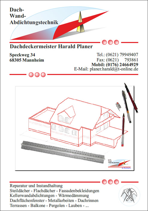 Dachdeckermeister Planer, Speckweg 34, 68309 Mannheim